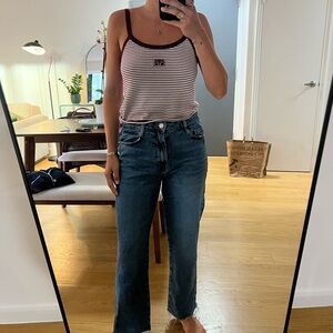 Zara Women's Straight Leg Jeans - Dark Blue